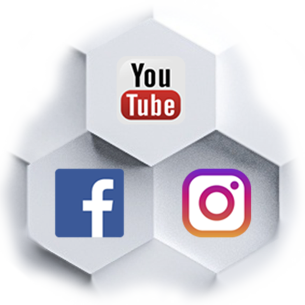 Shareable Videos - Youtube, Facebook and Instagram Logos Polygons